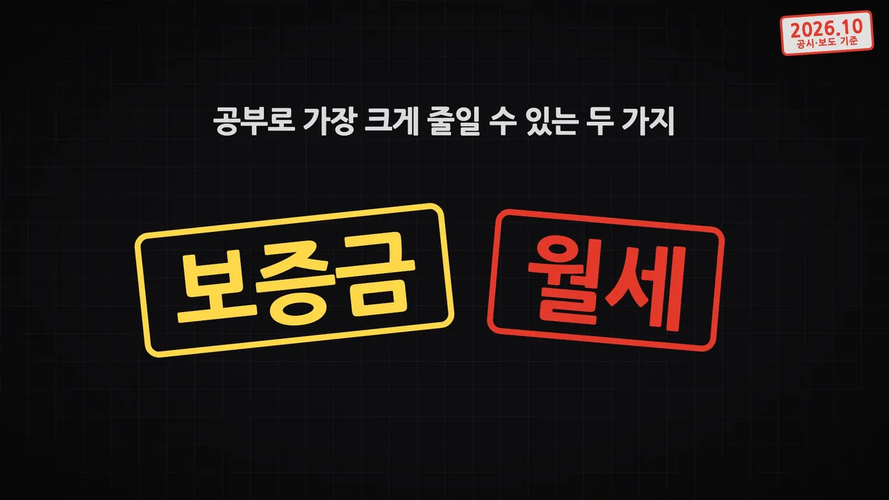 공부로 가장 크게 줄일 수 있는 두 가지는 보증금과 월세라는 영상 화면